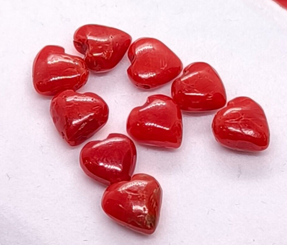 AAA Quality Red Heart-Shaped Coral Cabs for Jewelry – Natural Italian Coral