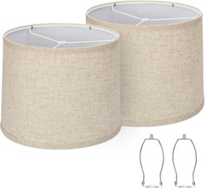 Lampshades Set of 2, Drum Lampshades 11.6" Top X 12.6" Bottom X 9.8" High, M...