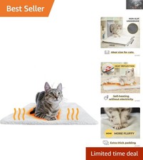 Cozy Self-Warming Cat Mat 23.5x17.7in - Washable Fluffy Blanket for Cats  Dogs