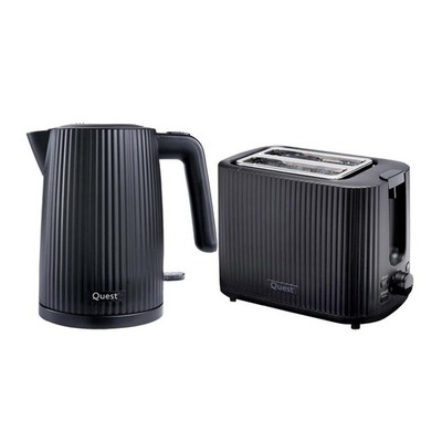 Quest Wasserkocher & Toaster schwarz 1,5 l schnell kochend 2 Scheiben 7 Bräunungsstufen
