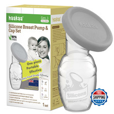Haakaa Manual Breast Pump 4oz/100ml with Food Grade Silicone Cap - Grey