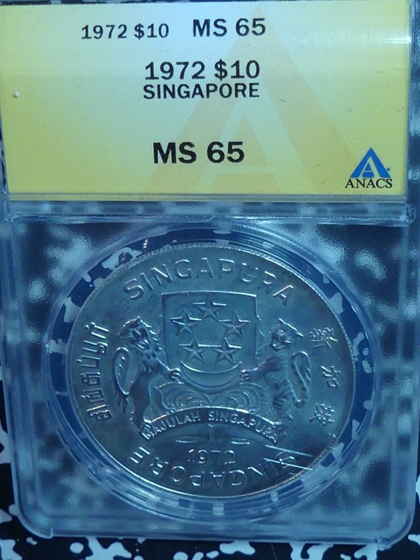 SL-54: SINGAPORE, Silver 10 Dollars, 1972, ANACS MS 65, 5291032