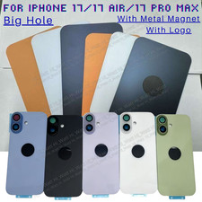 For iPhone 17/ 17 Pro Max Back Glass Replacement Big Hole Rear Cover Metal Lot