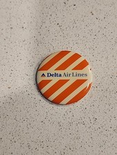 DELTA AIR LINES Vintage Flight Attendant Advertising Promo Button Pinback