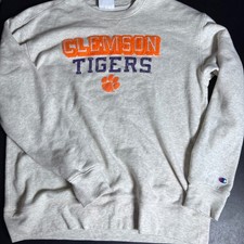 Champion Sweatshirt Mens Large Gray Clemson Tigers Graphic Crewneck Pullover