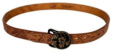 1970s Chambers Phoenix 30" Floral Hippie Leather Belt Tech Ether Poppy Buckle