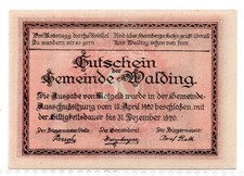1920 Austria Walding Notgeld 50 Heller Note (1944)