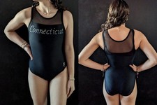 Plum Practicewear Gymnastics Leotard Black Mesh Size AS