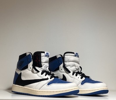 Jordan 1 Travis Scott High x Fragment Design, Blue - Mens 9 (Used without box)