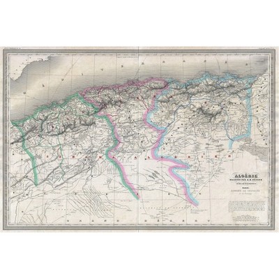 1857 A. H. Dufour Historical Map of Algeria Featuring Cities and Sea Routes