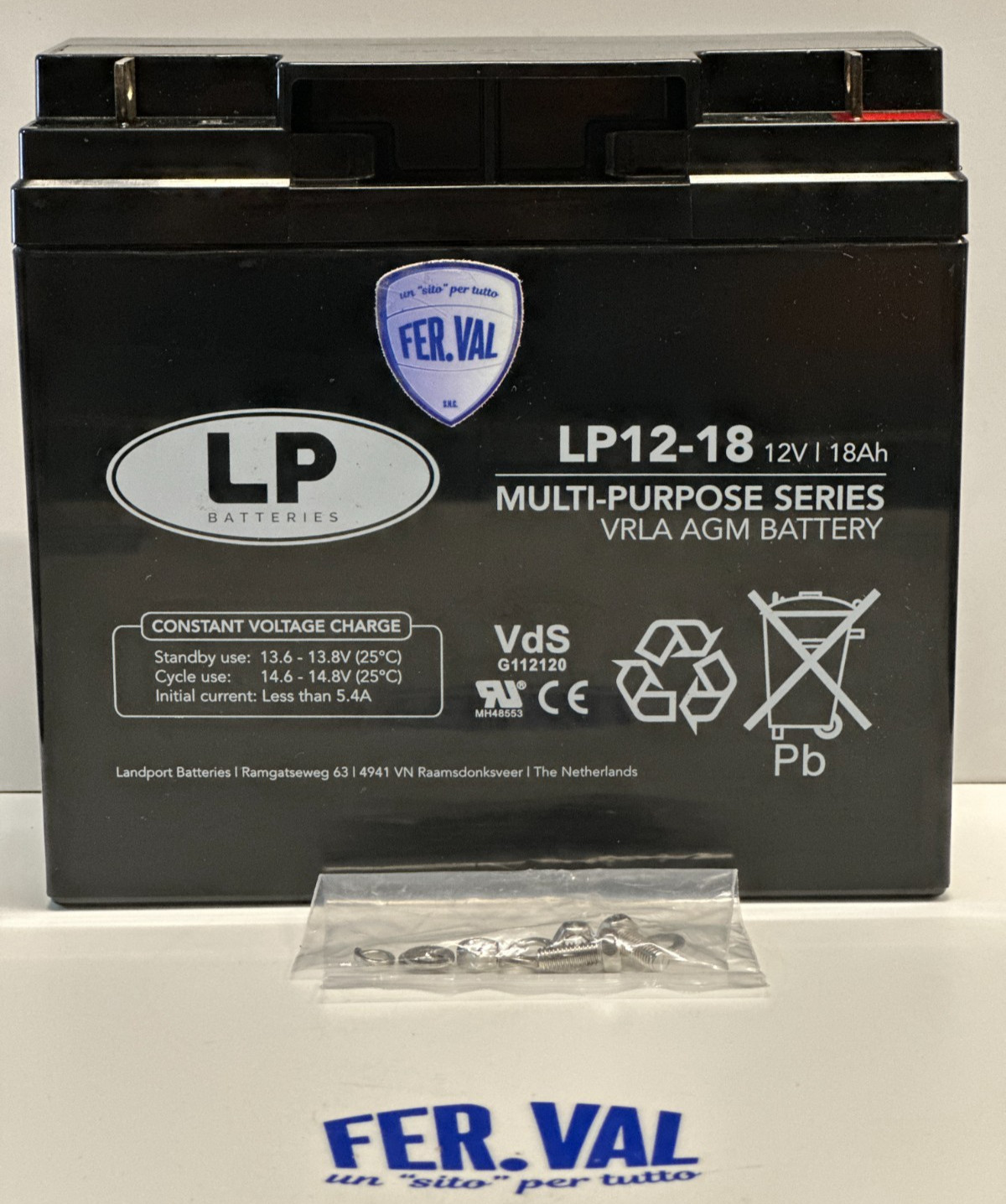 Batteria AGM LP12-18 12V 18Ah Polo Positivo Destro R106188