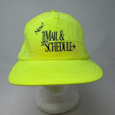 Microsoft Mail & Schedule+ Promo Hat NO PROBLEM Neon Yellow Adjustable