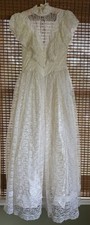 Romantic 80s Jessica McClintock Victorian style Tiered Lace Dress Wedding Sz 10