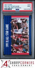 1991 FLEER #237 MICHAEL JORDAN-MAGIC JOHNSON-PATRICK EWING HOF PSA 9