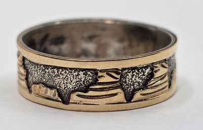 Navajo 12k Gold Filled Sterling Silver Storyteller Ring Size 8.5