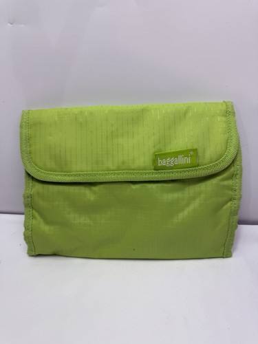 BAGGALLINI Travel Jewelry Cosmetic Toiletry Bag Green Roll 4 Pockets Packable