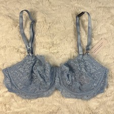 Victoria's Secret Dream Angels Unlined Uplift Sling Lace Underwire Bra 34D Blue