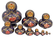 Russian Matryoshka 10 Piece Nesting Doll Set SIGNED Hand Painted FREE SHIP