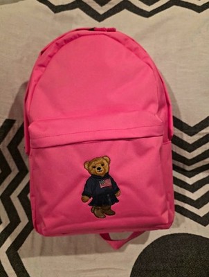 Polo Ralph Lauren Pink Polo Bear Backpack Laptop Sleeve Embroidered Zip NWT 
