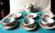 Vintage Childs Play Tea Set - 11 Piece Porcelain China Rose Pattern
