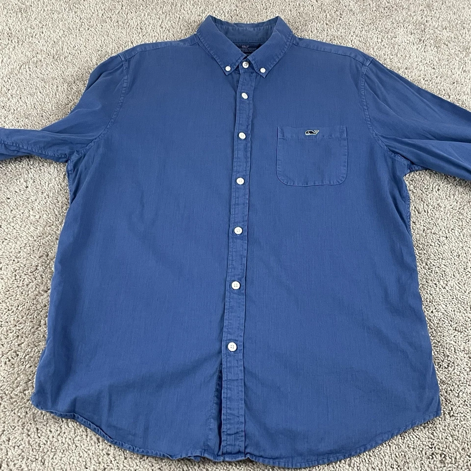 Camisa Vineyard Vines Hombres L Calce Ajustado Tucker Botones Pana Mezcla Seda T551 Foto 2 de 4