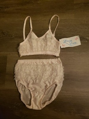 NEW Laura Dare Pink Ruffle Panty Bralette Top Set Girls Sz 4T Toddler Gift USA
