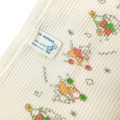Vintage Baby Morgan Waffle Blanket Bunnies Pastel Thermal J. E. Morgan USA White