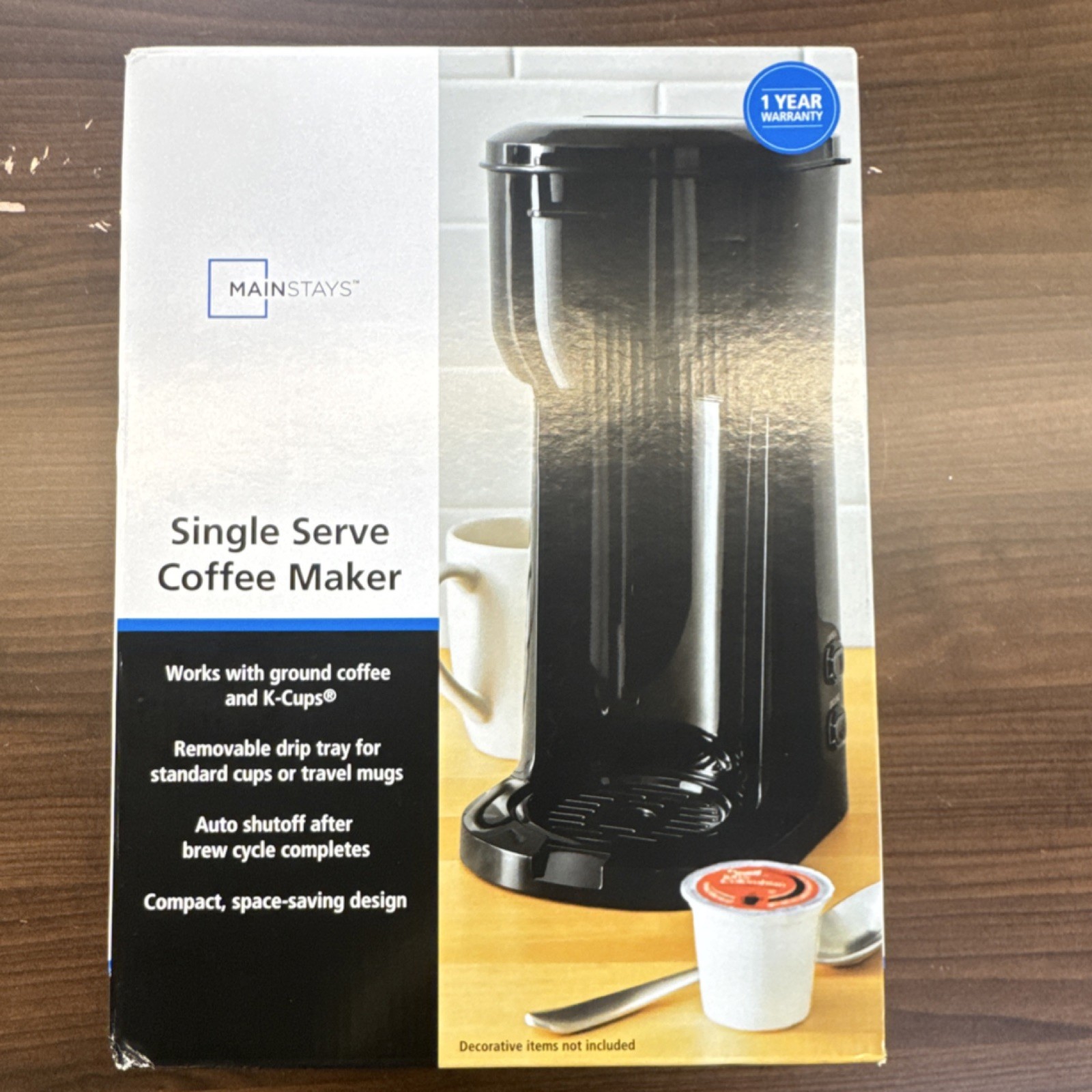 Mainstays Single Serve Coffee Maker, Ground Coffee & K-Cups, Compact, Black