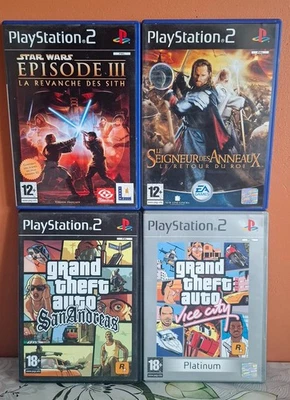 Lot PS2 GTA San Andreas + Vice City + Star Wars + LOTR – Jeux cultes - Photo 1/4