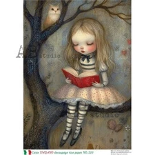 Steampunk Alice in Tree | A4 Rice Paper | Paper for Decoupage | AB Studios