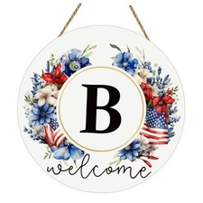 Patriotic Decorations Monogram 4th of July Wreaths for Front Door Letter B
