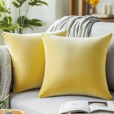 QUORGVES Yellow Throw Pillow Covers 16x16 Inch Set of 2 Velvet Summer Pillow Cov