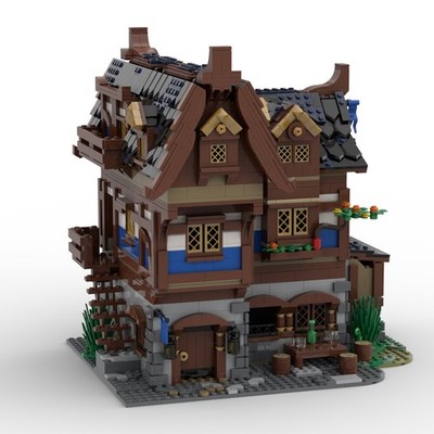 MOC Medieval Tavern and Hotel with Interior Modular Building 2326 Pcs