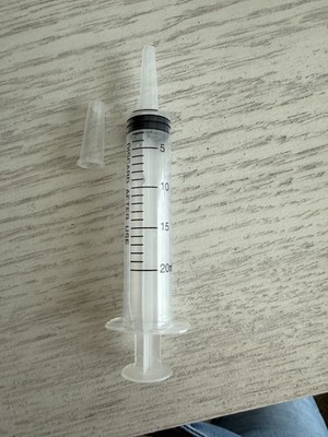 Syringe 20 ml With Cap Qty 10 Disposable Measuring Dispensing Liquid Medicine