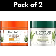 Biotique Sun Shield  Ageing Night Cream, Spf 30, Reduces Fine Lines 50g