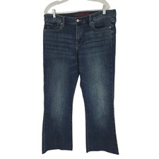 Lucky Brand Sweet Mid Rise Boot Jeans Womens 14/32 R Blue Raw Hem Denim Stretch