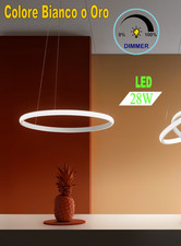 Iole sospensione anello oro o bianco led 28w luce calda dimmerabile