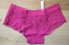 NWT Victoria's Secret Fuchsia Sheer Floral Lace Strappy Cut-Out Cheeky Panties M