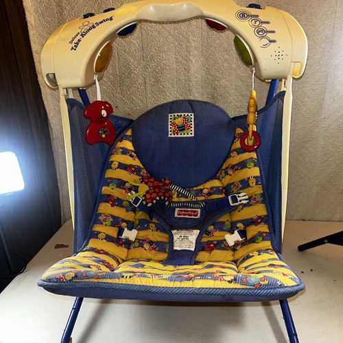 Vintage Fisher Price Take Along Travel Swing Tested & Works, Butterfly Folding