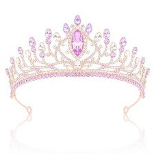Crystal Crown and Tiara For Women Rhinestone Headband For Princess Purple