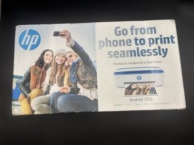 HP DeskJet 3755 Wireless All-in-One Inkjet Printer - White/Blue (Open Box)