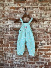OshKosh B Gosh 80s VTG 2t Vestbak Green Corduroy Bear Overalls