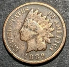 1889 Indian Head Cent Penny Antique U.S.A. One Cent Coin