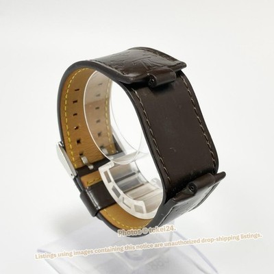 LOUIS VUITTON Tambour Monogram Leather Watch Strap Brown Used Shipping included