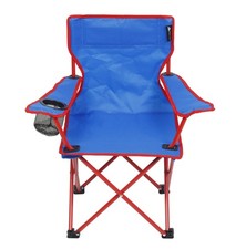 Children's Portable Folding Camping Chair with 4 Legs and Drink Holder, Blue