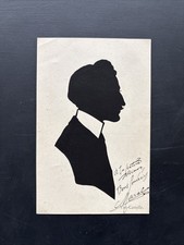 Antique Edwardian Hand-Cut Silhouette Portrait of Gentleman, Signed