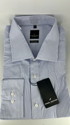 Daniel Hechter Tailored Fit Blue Stripe Long Sleeve Shirt 17.5'' TD112 PP 03