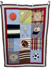 Pottery Barn Kids Sports MVP Toddler Crib Quilt Wall Hanging 48" x 36"