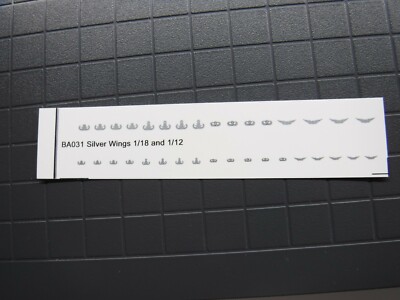 Metallic Silver Parachute Jump Wings Action Figure Waterslide Decals