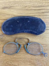 Extreme Rare Vintage Bifocal Metal Rim Glasses With Leather Case 1800s 